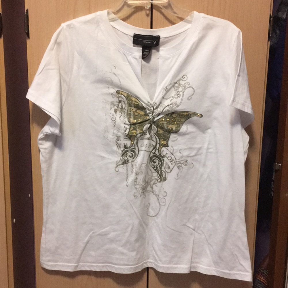 Venezia Butterfly Print Embellished Tee